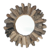 Round Driftwood Sun Mirror